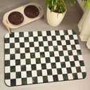 Dog Food Mats for Floors Waterproof, Pet Water Bowl Mats Pet Feeding Absorbent Placemats Plaid 17 * 30 inch