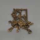 Vintage Cookbook Stand, Small Ornate Easel Fleur De Lis Stand, 12.2" Tall Table Top Display Holder for Recipe Book, Picture Frame, Plate, Antique Gold