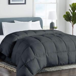 COHOME Quilted Twin/Twin XL Size Comforter - All-Season Down Alternative Duvet Insert - Luxury Hotel Soft Breathable Deep Grey Comforter with Anti-Clump Tech & 8 Tabs - Reversible64"x88"