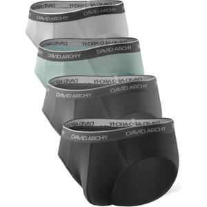 DAVID ARCHY Men's Briefs Rayon Made from Bamboo Underwear Comfort Fit Super Soft Comfort NO Fly Briefs 4 or 7 Pack (Black/Dark Gray/Green/Gray-4 Pack), Small