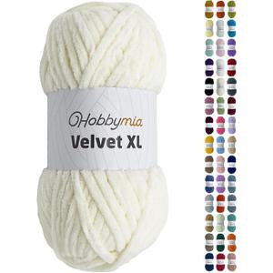 Velvet XL Chenille Yarn - Thick Super Bulky Yarn for Crocheting - Soft Fluffy Plush Yarn for Crochet - 100g / 74yds - Ideal for Baby Blankets & Amigurumi (Eggshell, 1 Skein)