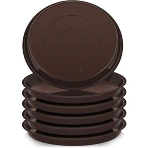 VUWEZ 6 Pack of Plant Saucer 16 Inch, Plant Tray Round, Plastic Flower Plant Trays for Pots, Plant Saucers for Indoors 16", Plant Pot Saucers, Planter Tray for Planter 13-16" (16", Brown)