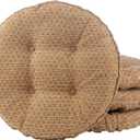 Klear Vu Raindrops The Gripper Non-Slip Tufted Barstool Cushion, Round Barstool Cover for Dining Rooms, Cafes, Bars and Restaurants, 14", 4 Pack, Natural
