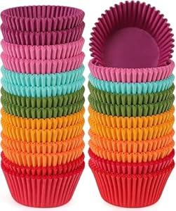 CHENZEM 1000 Count Rainbow Paper Cupcake Liners, Standard Cupcake Liners for Baking, Natural, Food-grade Cupcake Wrapper, Greaseproof Parchment Muffin Liners (Rainbow, 1.4 Inch)