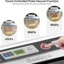 Gasbye 95kPa Precision Vacuum Sealer Machine, Double Heat Seal for Dry/Moist Food, Easy-Lock Handle, Built-in Bag Storage & Cutter, Progress Display, Pulse Mode, Removable Drip Tray, Silver