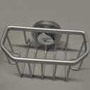 TAILI Sponge Holder for Kitchen Sink with Strong Suction Cup Removable, Rustproof Aluminum Sink Caddy for Sponge, Brush, Scrubber, Scraper -Silver (6.1" x 3.5")