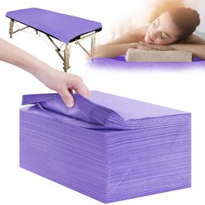 Disposable Bed Sheets 100 Pcs 31" x 71" Massage Table Sheets Non Woven Fabric SPA Bed Cover Breathable for Massage Beauty Tattoos(Purple)