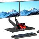 Pholiten Adjustable Dual Monitor Arms with Gas Spring for 17-32 inch Screens,Pneumatic Dual VESA Monitor Mount with Base,Freestanding Full Motion Dual Monitor Desk Stand Holds up to 22 lbs Each.
