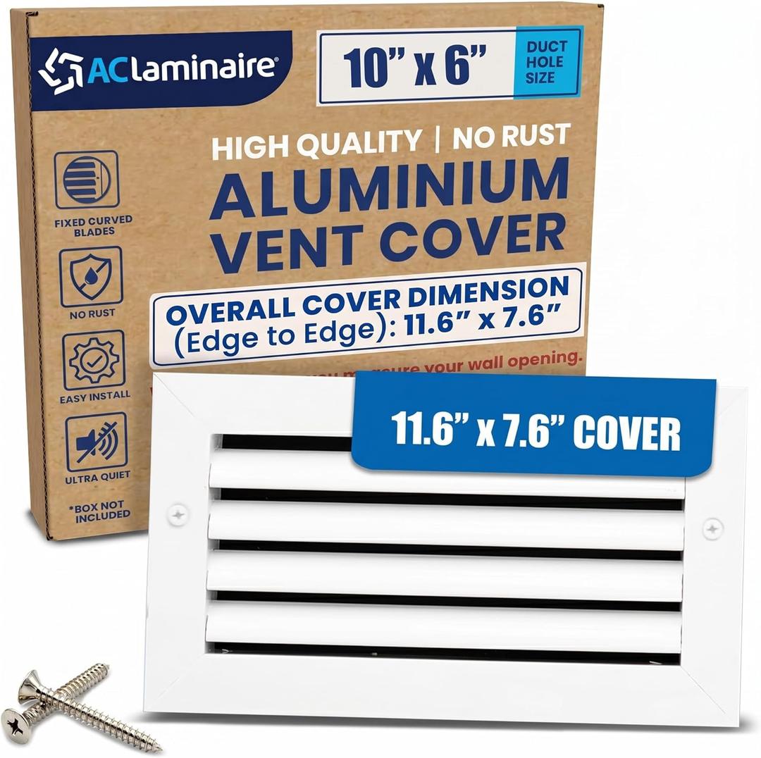 10x6 Inch (Duct Opening) Air Return Vent Cover Decorative Premium Aluminum AC Vent Cover for Ceiling & Wall, Rustproof Grille, Ideal for Home HVAC Grille, Durable & Easy to Install