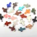 Natural stone pendants cross gemstone agate crystal healing charms for jewelry making DIY necklace