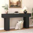 63 Inch Long Console Table for Entryway, Farmhouse Wood Rectangular Sofa Table Behind Couch Table, Narrow Entryway Table for Living Room, Entrance, Hallway, Foyer, Easy Assembly (Charcoal Black)