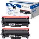 TN760 High-Yield Black Toner Cartridge Twin Pack, TN760 2PK, Replacement for Brother TN-760 TN-730 Toner for HL-L2350DW L2395DW L2390DW L2370DW MFC-L2750DW MFC-L2710DW DCP-L2550DW Printer