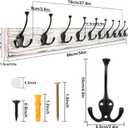 IBosins 34'' Coat Rack Wall Mount with 10 Tri-Hooks, Heavy Duty, Vintage White Color Wood Coat Hanger, Rustic Coat Hooks Rail for Entryway Living Room Coat Scarf Bag Towel Hat