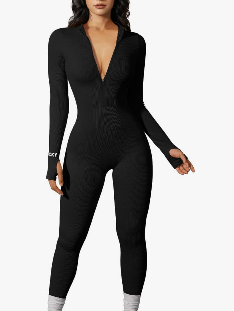 Glamaker Women's One Piece Jumpsuit Zip Up Bodycon Sexy Sleeveless Onesies Rompers Playsuit Party Clubwear S