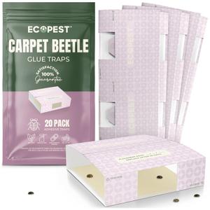 Carpet Beetle Traps – 20 Pack | Sticky Indoor Glue Boards for Carpet Beetles, Larvae & Other Crawling Insects | NonToxic Pest Control Trap & Monitor for Closets, Storage Areas, and More