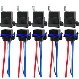 4-pin 80/60AMP 12VDC Waterproof Relay Kit, SPST Automotive Relays, Pack of 5