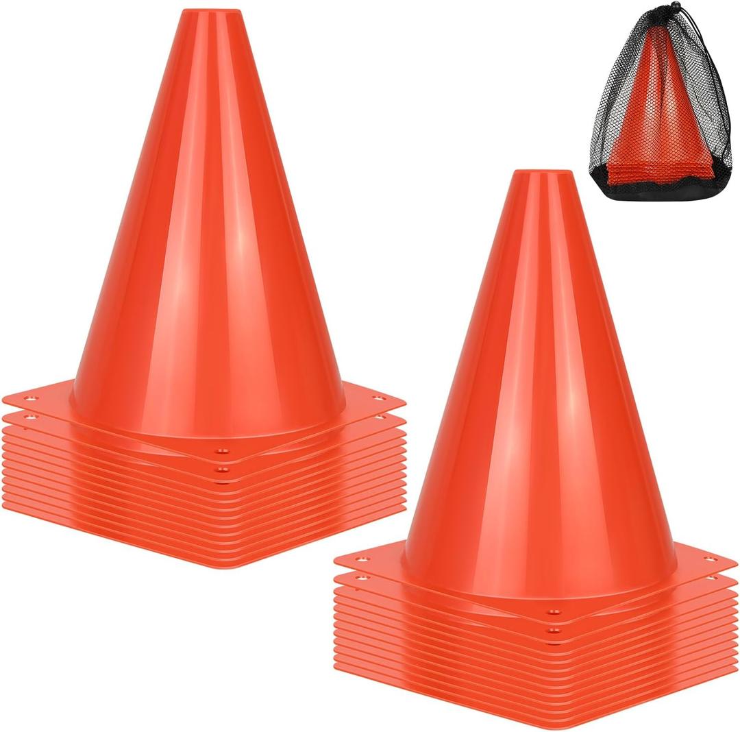 PXZBLG 24pcs Soccer Cones, 7 Inch Soccer Cones, Orange Plastic Traffic Cones, Training Cones for Basketball Football Skating Drills Practice (7", 24pcs)