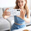 Jusy Magnetic Cute Flower Case for iPhone 16 Plus, Cute Aesthetic White Floral Pattern Phone Case Compatible with Magsafe, Soft TPU Protective Phone Cover for Women Girls - Blue Flower