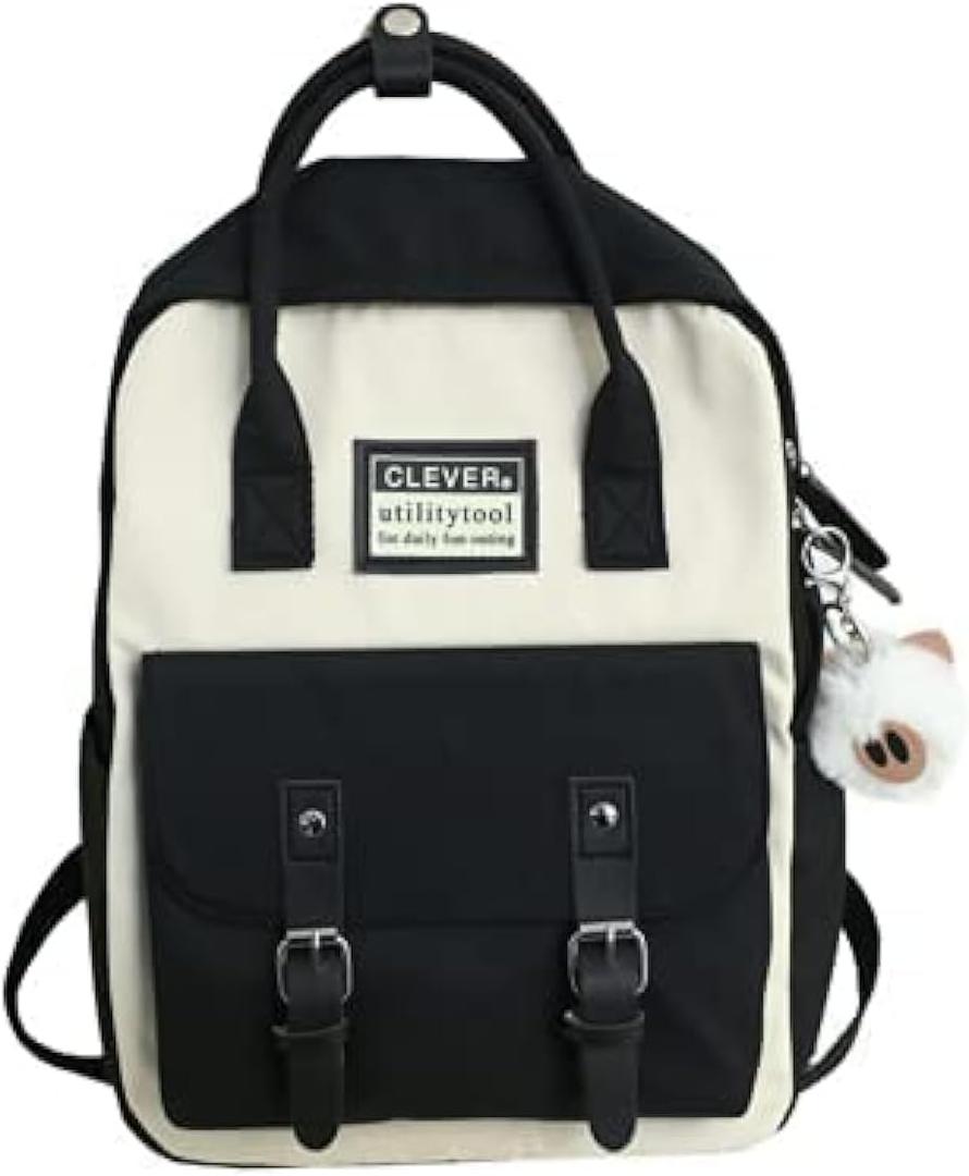 GGOOB Aesthetic Backpack Cute Kawaii Backpack for School Backpack Cute Aesthetic (black)