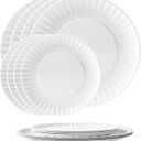 TP 10.5" & 8" Melamine Paper Plates, Reusable Outdoor Plates for Parties or Picnics, Round, Set of 8, White