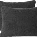 Reafort Ultra Soft Sherpa Pillowcases Set of 2 Fluffy Cozy Fleece Standard 20" x 26", Warm Plush Covers with Smooth Zipper, Machine Washable (Black, 20x26 Standard Sham)