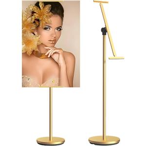 Heavy Duty Multi-angle Adjustable Metal Painting Easel Stand,Sign Holder Stand,Poster Stand with Round Base- Outdoor Floor Standing Indoor Display Holder(Golden)
