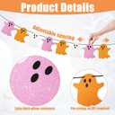 2 x 2pcs Halloween Hanging Ghost Banners, Glitter Ghost Cardstock Halloween Party Decorations for Indoor Outdoor Haunted Houses Wall Fireplace Doorways Decor