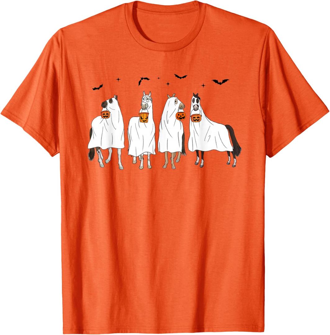 Halloween Horse Ghost Horse Western Spooky Horse Pumpkins T-Shirt, Large