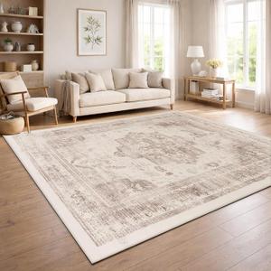 Paco Home Vintage Living Room Rug, Washable and Non-Slip, Easy-Care, Modern Retro Design in Boho Style, Beige 2, 8'×10'