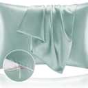BEDELITE Satin Pillowcase with Zipper, Haze Blue King Size Pillow Cases Set of 2, Super Soft and Cooling Similar to Silk Pillow Cases, Gift for Women Men(20x36 Inches)