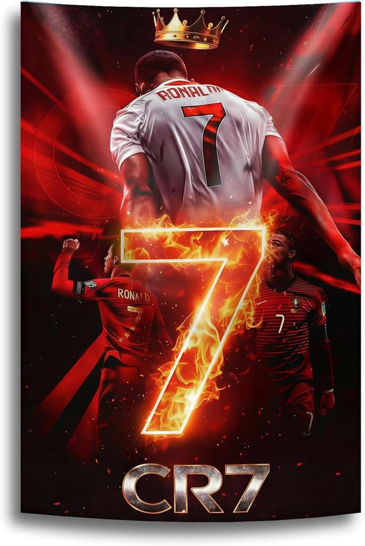 SUIBIAN Soccer Star CR7 Wall Tapestry Posters Wall Hanging Decoration for Bedroom Dorm Cool-for Party Art Wall Tapestry39x59 Inch (02)