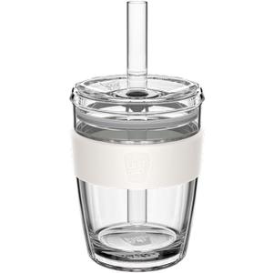 KeepCup Cold Cup - Longplay Double wall Glass Ice Coffee Tumbler with Lid and Straw - 12oz (340ml) - Chalk