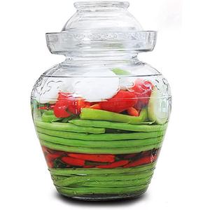 Glass Jar with Lid 2.5 Liter Fermentation Jar, Wide Mouth Large Fermenting Kit Crock with Water Seal Airlock Lid, Pickle Jar for Pickles Kimchi, Sauerkraut, Kombucha, Wine Brewing