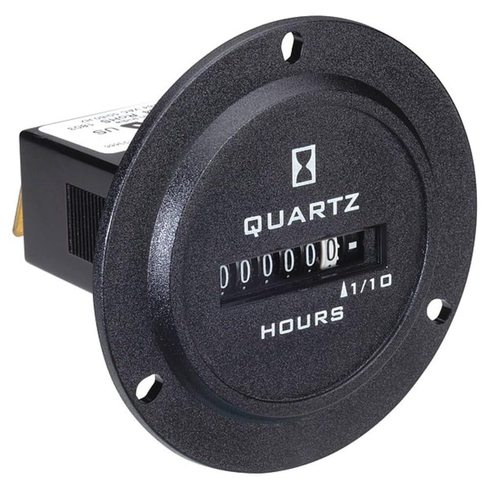 722-0004 | TRUMETER Hour Meter, 90-264VAC 50/60HZ, 6 Digit, Round Flange 3-Hole, Spade TERMINALS, Non Reset