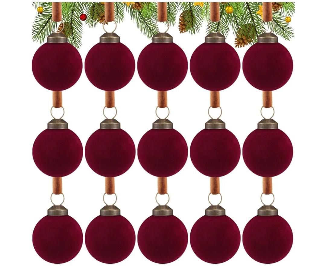 Balls Ornaments Bulk 1.18 Inch Mini Flocked Christmas Tree Decorations Xmas Plastic Rustic Neutral Farmhouse Hanging Ornaments for Tree Home Kitchen Decor