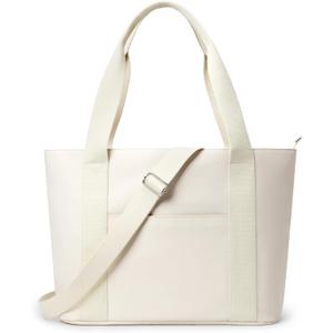 KALIDI Tote Bag for Women,Shoulder Bag with Laptop Compartment for work Leisure Nylon Top-Handle Foldable Weekend (Beige)