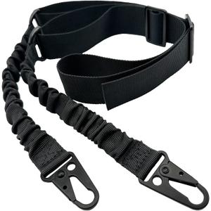Two Point Sling Strap with Hooks, 1.5 inch Webbing Sling with All-Metal Fittings (Black)