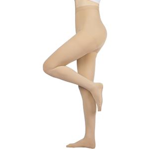 Compression Pantyhose for Women, 20-30mmHg Graduated Compression Stockings & Leggings, Closed Toe Support Hose Tights (Large, Beige)