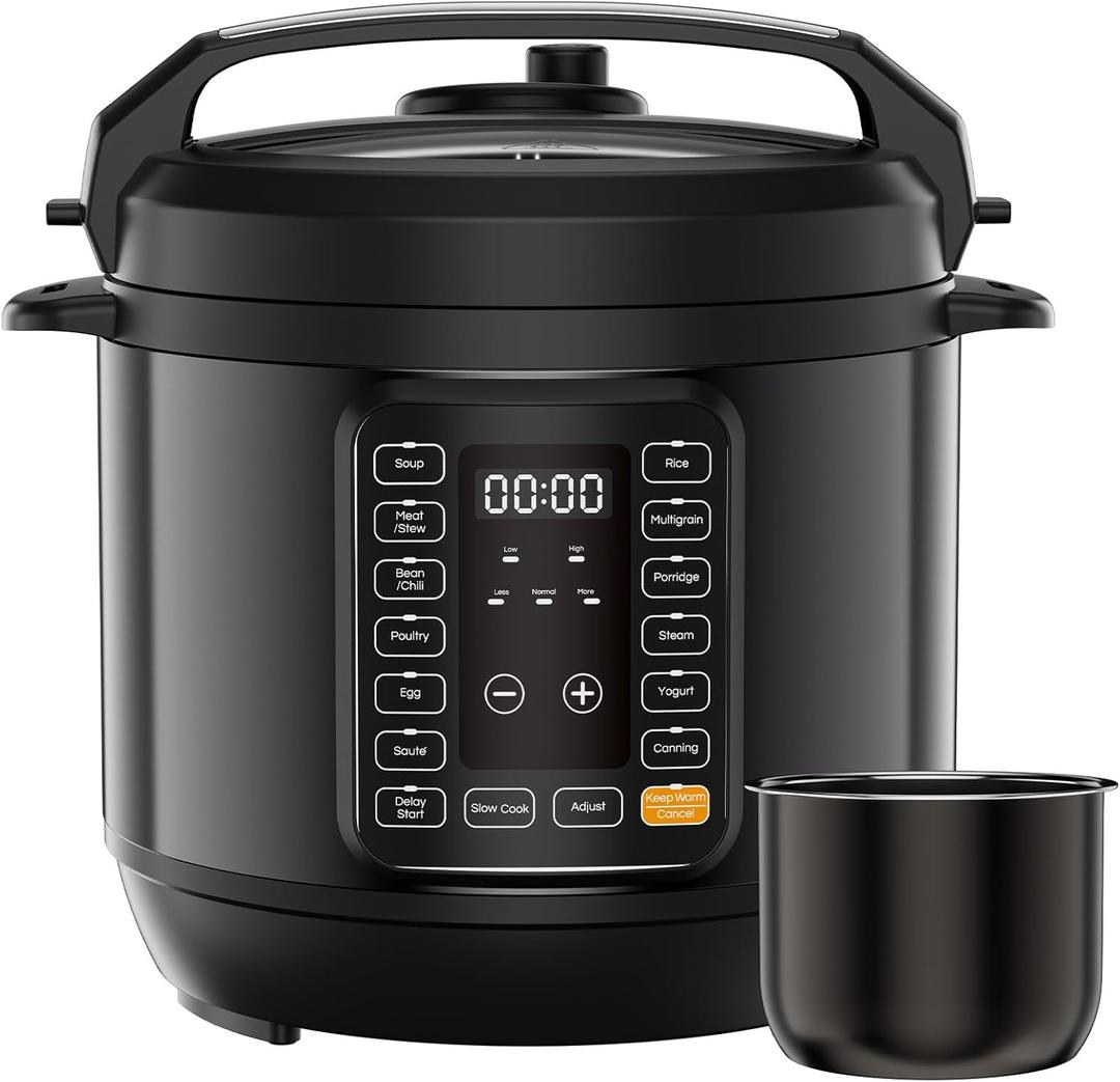DUMOS 16-in-1 Electric Pressure Cooker, 6QT Programmable Multi Cooker with 12 One-Touch Presets, Soup Steam Yogurt and More, Ceramic Inner Pot Delay Start & Keep Warm, Includes Recipe Guide, Black