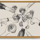 Roslynity Framed Canvas Wall Art Vintage Print Paintings Cheers Sign Friends Clinking Drinks Glasses Cocktails Retro Aesthetic Artwork for Home Living Room Bar Cart Kitchen Wall Decor (8"x10")