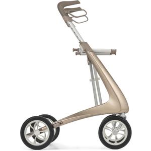 byACRE Carbon Ultralight Rollator Walker, 10.6 lbs, Champagne Gold, Regular | World's Lightest Carbon Rollator Walker with Seat for Seniors, Foldable Mobility Aid, Indoor and Outdoor Use
 (Champagne Gold, Compact Track)