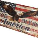 Eagle American Flag Bless Front License Plate Car Decorative License Plates Aluminum Metal Decor Accessory Novelty Vanity Tag Cover with 4 Holes for Men Women 6" X 12"