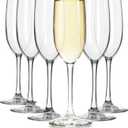 Libbey Champagne Flutes Set, 8 oz Elegant Stemmed Flute Glasses Set of 6, Dishwasher Safe Sparkling Wine Mimosa Glasses for Parties