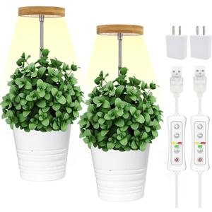 yadoker Plant Grow Light for Indoor Plant,Bamboo Mini LED Grow Light Garden,Height Adjustable,Automatic Timer with 8/12/16 Hours