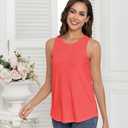 Smile Fish Women Crewneck Flowy Loose Fit Tank Top Sleeveless Summer Tops Shirts Cotton Neon Orange Red,L