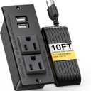 Kungfuking Desktop Power Grommet Conference Recessed Power Strip in Desk Outlet Power Socket 2-Socket &2-USB Ports 9.85 FT Extension Power Cord, ETL Listed (Black)