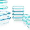 Snapware Glass Total Solutions (12-Pack) Food Storage Containers Set, (1, 2 & 4 Cup), Airtight & Leakproof Plastic Locking BPA-Free Lids, Freezer Dishwasher Microwave Safe