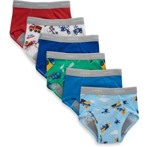 Hanes boys Potty Trainer Underwear 6-Pack (2-3T, Briefs - Blue/Print Assorted - 6 Pack)