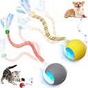 2 Packs Speed 2.0 Tail Interactive Cat Toys for Indoor Cats, Chirping & Motion Activate Ca t Toy, Smart Kitten Rolling Ball Moving Ball Toys, Rechargeable Dog Cat Ball for Enrichment Exercise