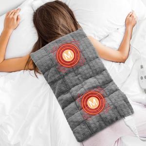 Weighted Electric Heating Pad with Massaging Vibrations, 6 Settings - 3 Heat, 3 Massage - 9 Relaxing Combinations, 12" x 24", 4 Lbs, Waffle Grey